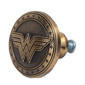 bronze colour drawer knob with Wonder Woman logo cast on front
