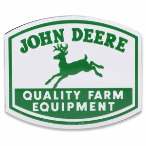 John Deere green logo on white rectangle