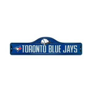 Blue round topped street sign reading Toronto Blue Jays