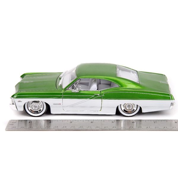 candy green and white impala Diecast model toy muscle car in collector window display box