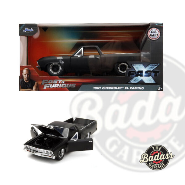 Jada 1/24 Scale "Fast & Furious" FAST X 1967 Chevrolet El Camino - Matte Black Diecast Metal Collectible Model Car