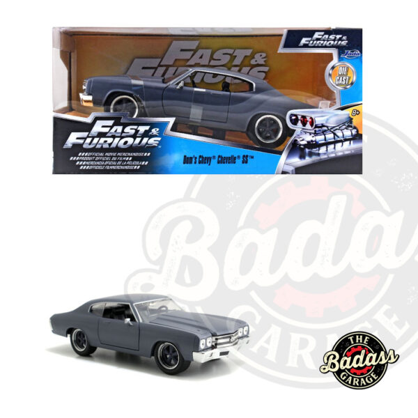 Jada 1/24 Scale "Fast & Furious" Dom's 1970 Chevy Chevelle SS - Primer Grey Diecast Metal Collectible Model Car
