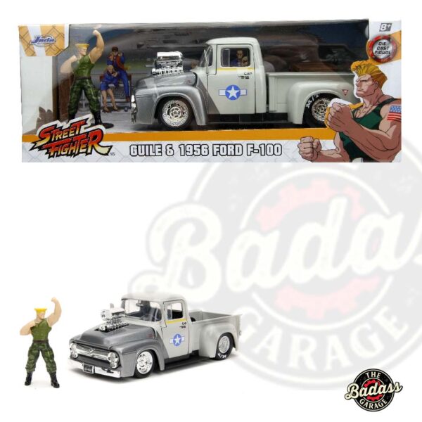 Jada 1/24 Scale "Hollywood Rides" Street Fighter 1956 Ford F-100 With Guile Figurine